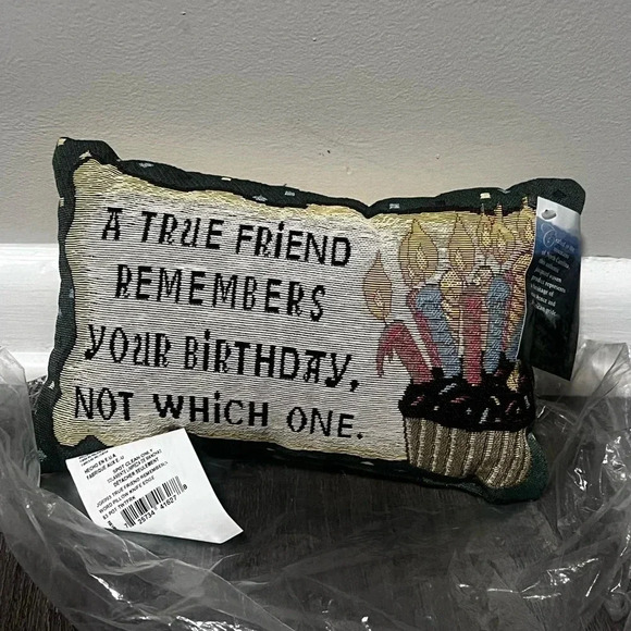 True Friend Woven Decorative Birthday Pillow NWT - Picture 3 of 11